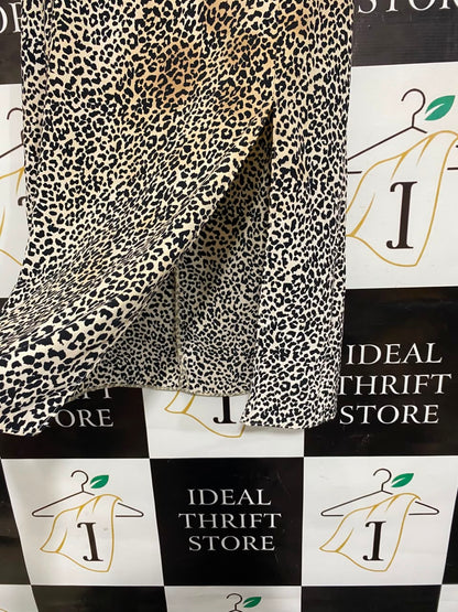 PRIMARK |S| WAIST 25| A20| WOMEN'S LEOPARD PRINT MIDI SKIRT FIERCE ANIMAL PRINT SLIT HEM LONG SKIRT
