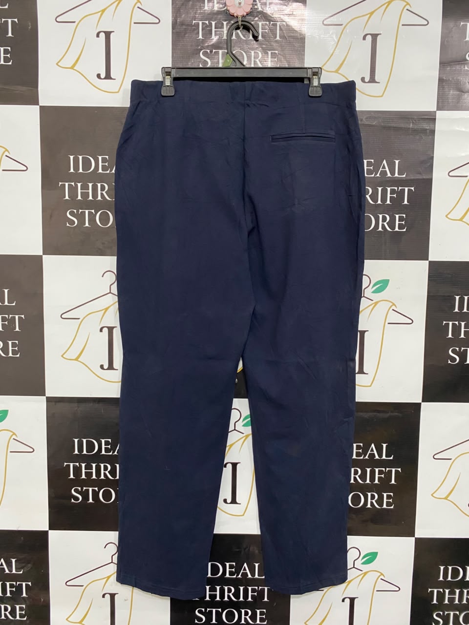 M&S |XL| WAIST 33| A20| NAVY BLUE TAILORED TROUSERS HIGH RISE STRAIGHT LEG FORMAL PANTS