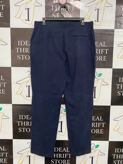 M&S |XL| WAIST 33| A20| NAVY BLUE TAILORED TROUSERS HIGH RISE STRAIGHT LEG FORMAL PANTS