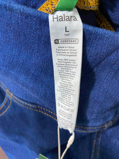 HALARA |L| WAIST 30| A20| BLUE CROSSOVER WAISTBAND DENIM JEANS STRETCHY WIDE LEG PANTS