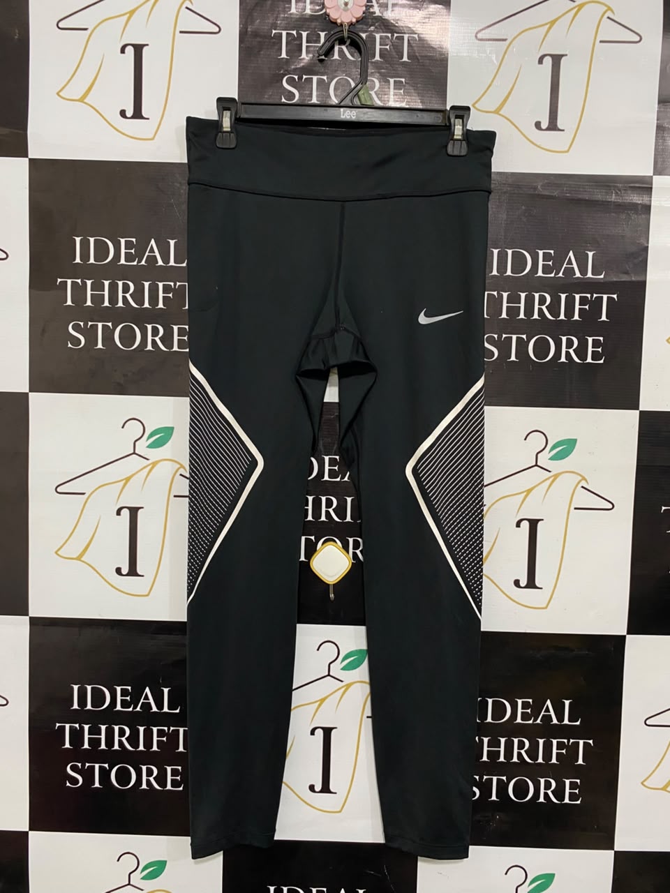 NIKE |M| WAIST 28| A20| BLACK ATHLETIC LEGGINGS REFLECTIVE STRIPE WORKOUT GYM PANTS
