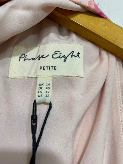 PETITE |M| BUST 18| A20| PINK FLORAL PLEATED MIDI DRESS ELEGANT HALTER NECK PARTY DRESS