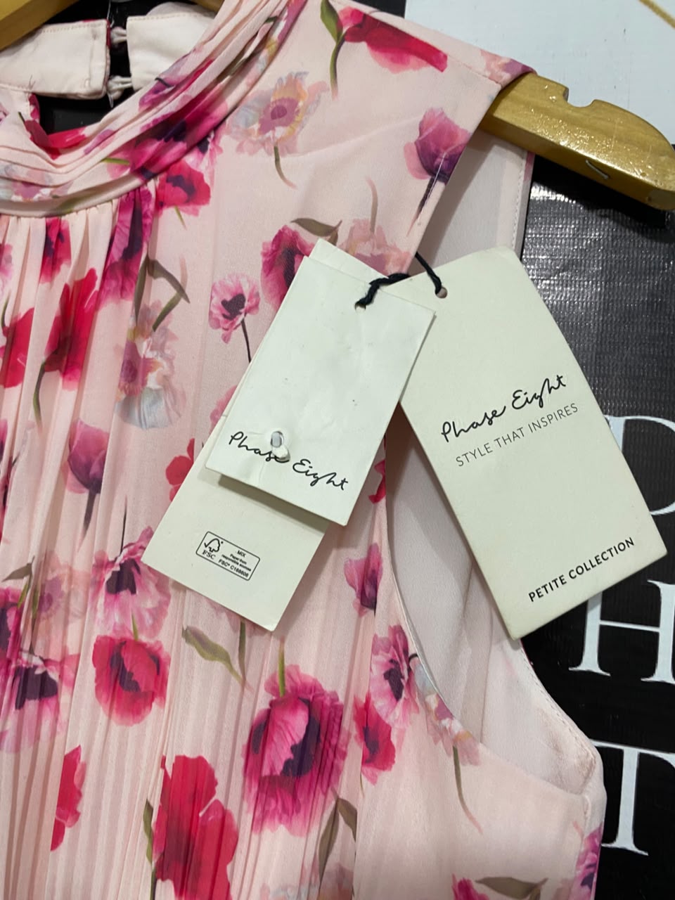 PETITE |M| BUST 18| A20| PINK FLORAL PLEATED MIDI DRESS ELEGANT HALTER NECK PARTY DRESS