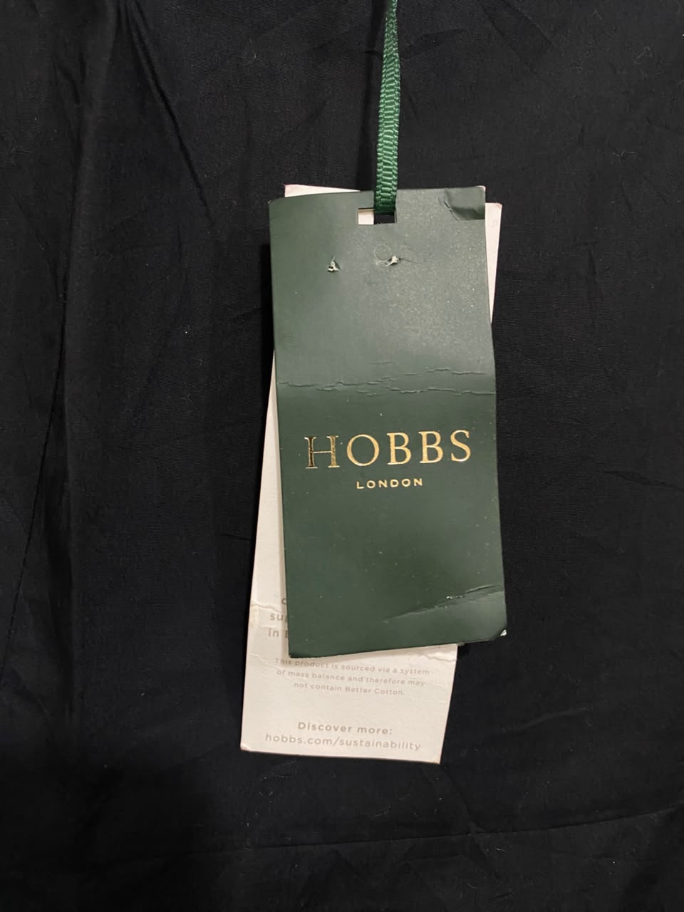 HOBBS |S| BUST 17| A20| BLACK MIDI DRESS WHITE SCALLOP TRIM TIERED STRAPPY DRESS