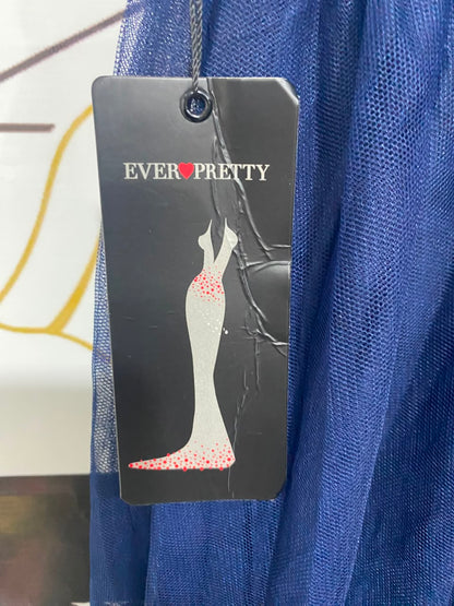 EVER PRETTY |XL| BUST 22| A20| NAVY BLUE EMBROIDERED MESH MAXI DRESS SPARKLY EVENING GOWN