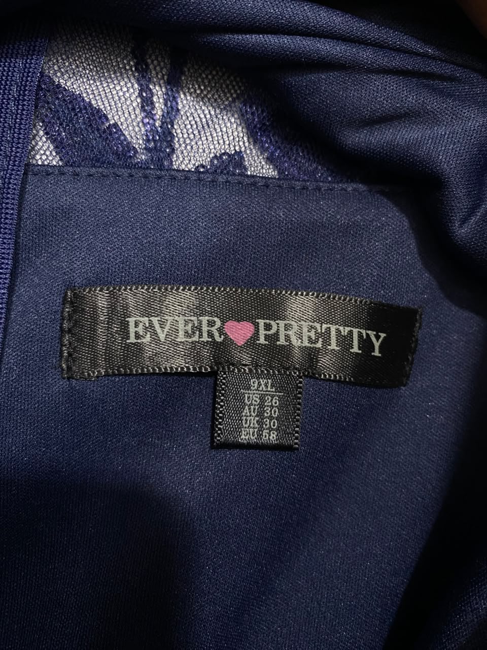 EVER PRETTY |XL| BUST 22| A20| NAVY BLUE EMBROIDERED MESH MAXI DRESS SPARKLY EVENING GOWN