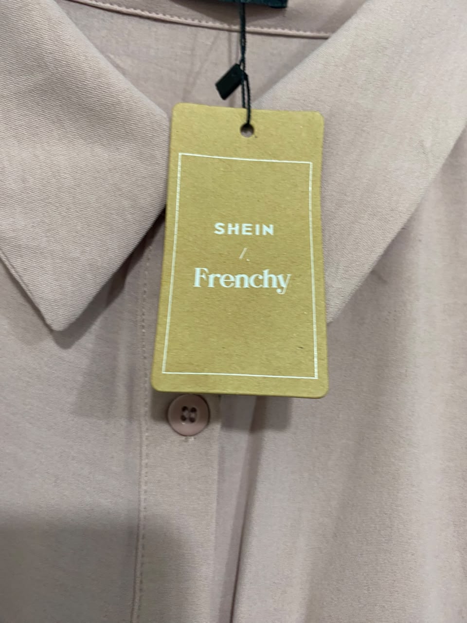 SHEIN CURVE |XL| BUST FREE| A20| DUSTY PINK BUTTON-UP SHIRT DRESS GOLD CHAIN BELT CASUAL TUNIC