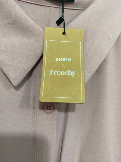 SHEIN CURVE |XL| BUST FREE| A20| DUSTY PINK BUTTON-UP SHIRT DRESS GOLD CHAIN BELT CASUAL TUNIC