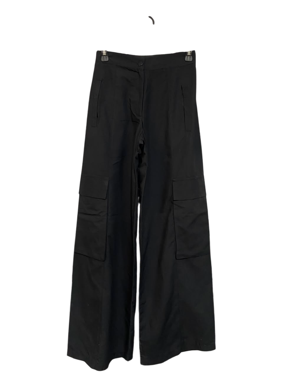 |S| WAIST 26| A21| BLACK CARGO PANTS HIGH WAIST UTILITY WIDE LEG TROUSERS STREETWEAR