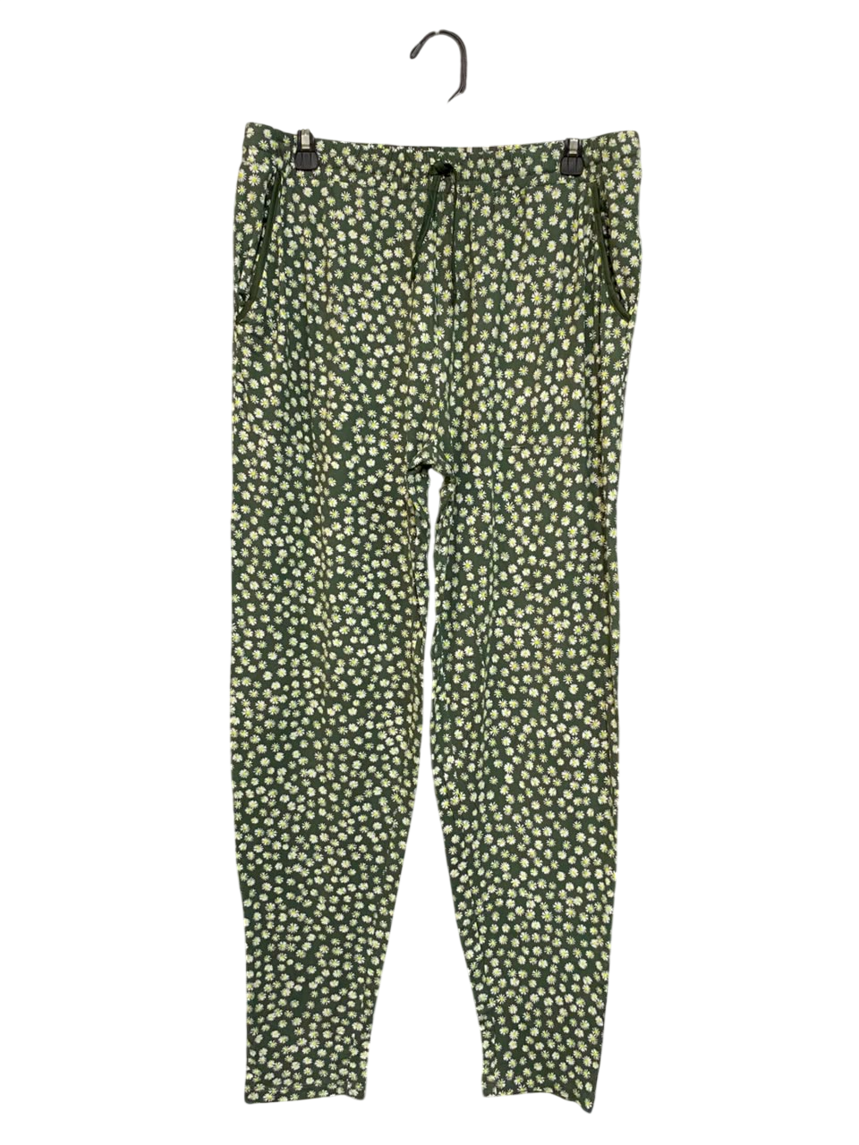 PRIMARK |S| WAIST 32| A21| GREEN FLORAL LOUNGE PANTS DAISY PRINT DRAWSTRING CASUAL JOGGERS SLEEPWEAR