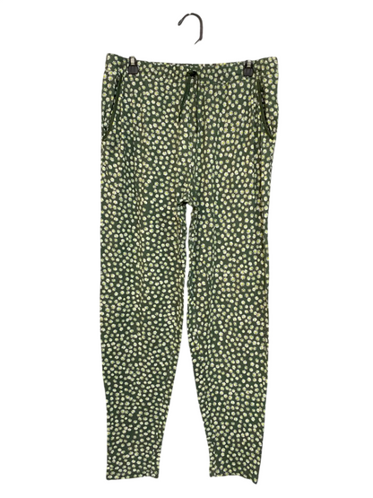 PRIMARK |S| WAIST 32| A21| GREEN FLORAL LOUNGE PANTS DAISY PRINT DRAWSTRING CASUAL JOGGERS SLEEPWEAR