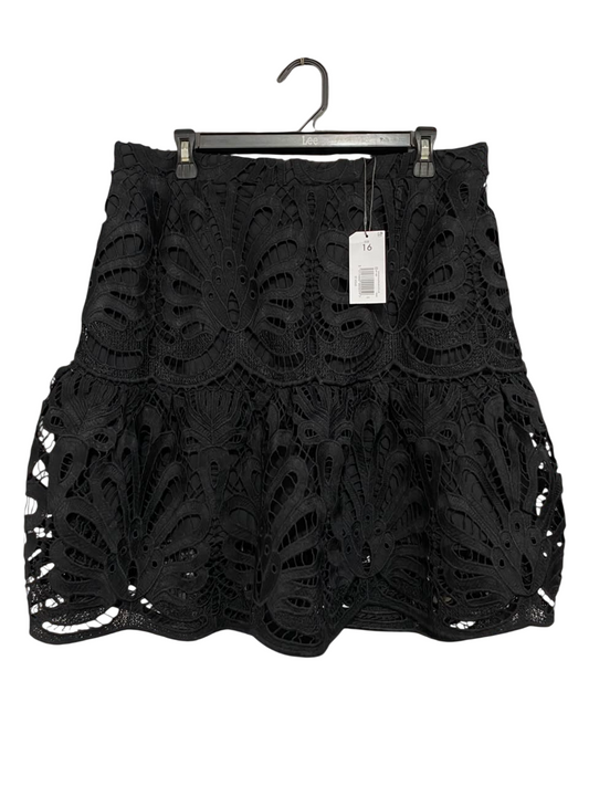 ET VOUS |XL| WAIST 34| A21| BLACK LACE SKIRT CUTOUT FLORAL PATTERN MINI SKIRT ELEGANT