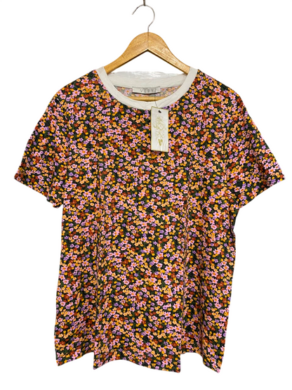 VERY |L| BUST 21| A21| FLORAL PRINT T-SHIRT MULTICOLOR DAISY SHORT SLEEVE TOP