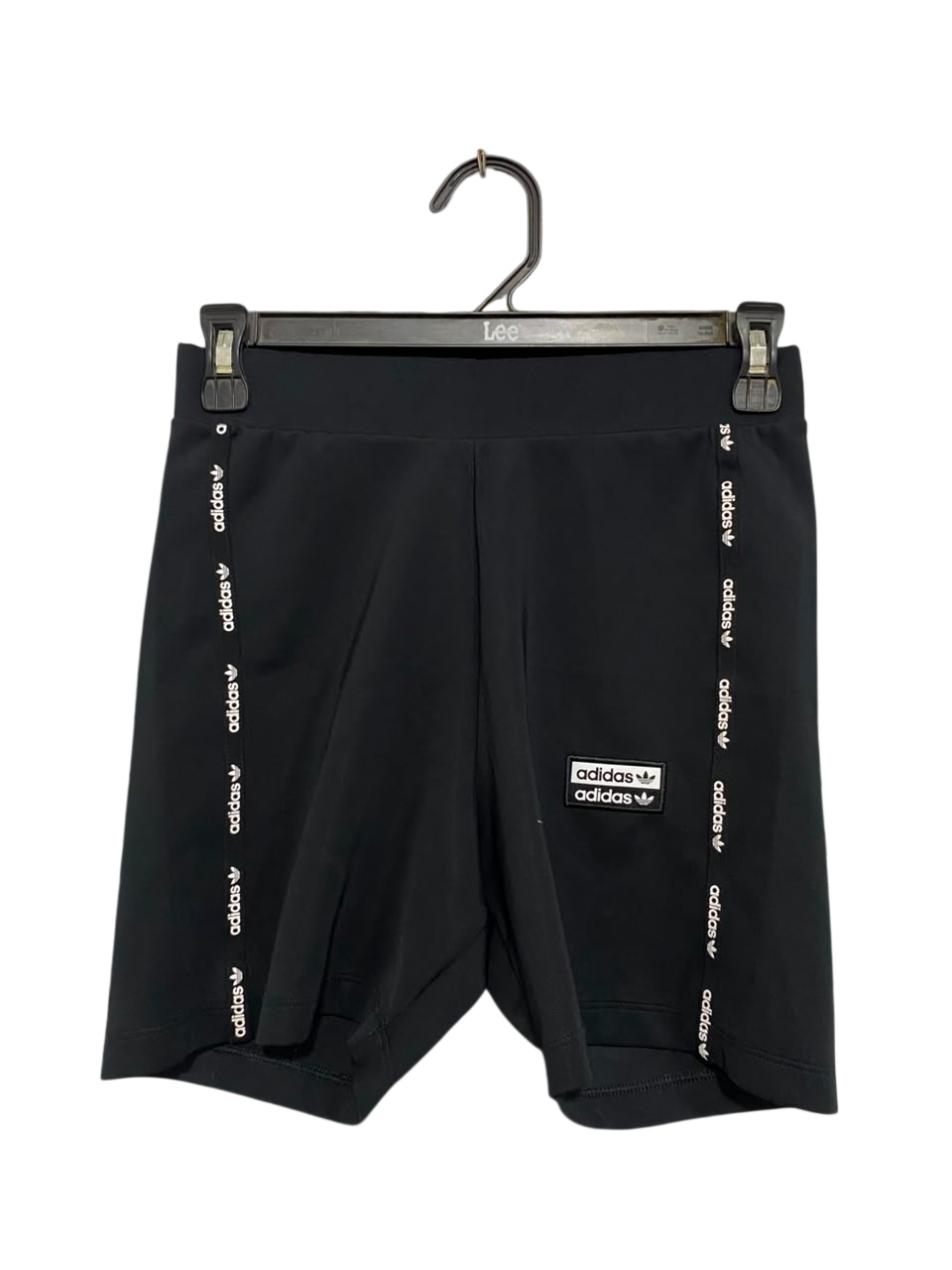 ADIDAS |XS| WAIST 25| A21| BLACK BIKER SHORTS LOGO TAPE STRIPE ACTIVEWEAR GYM CYCLING SHORTS