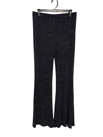 LUCK & TROUBLE |L| BUST 30| A21| BLACK RHINESTONE SPARKLY FLARE PANTS HIGH WAIST GLITTER PARTY TROUSERS