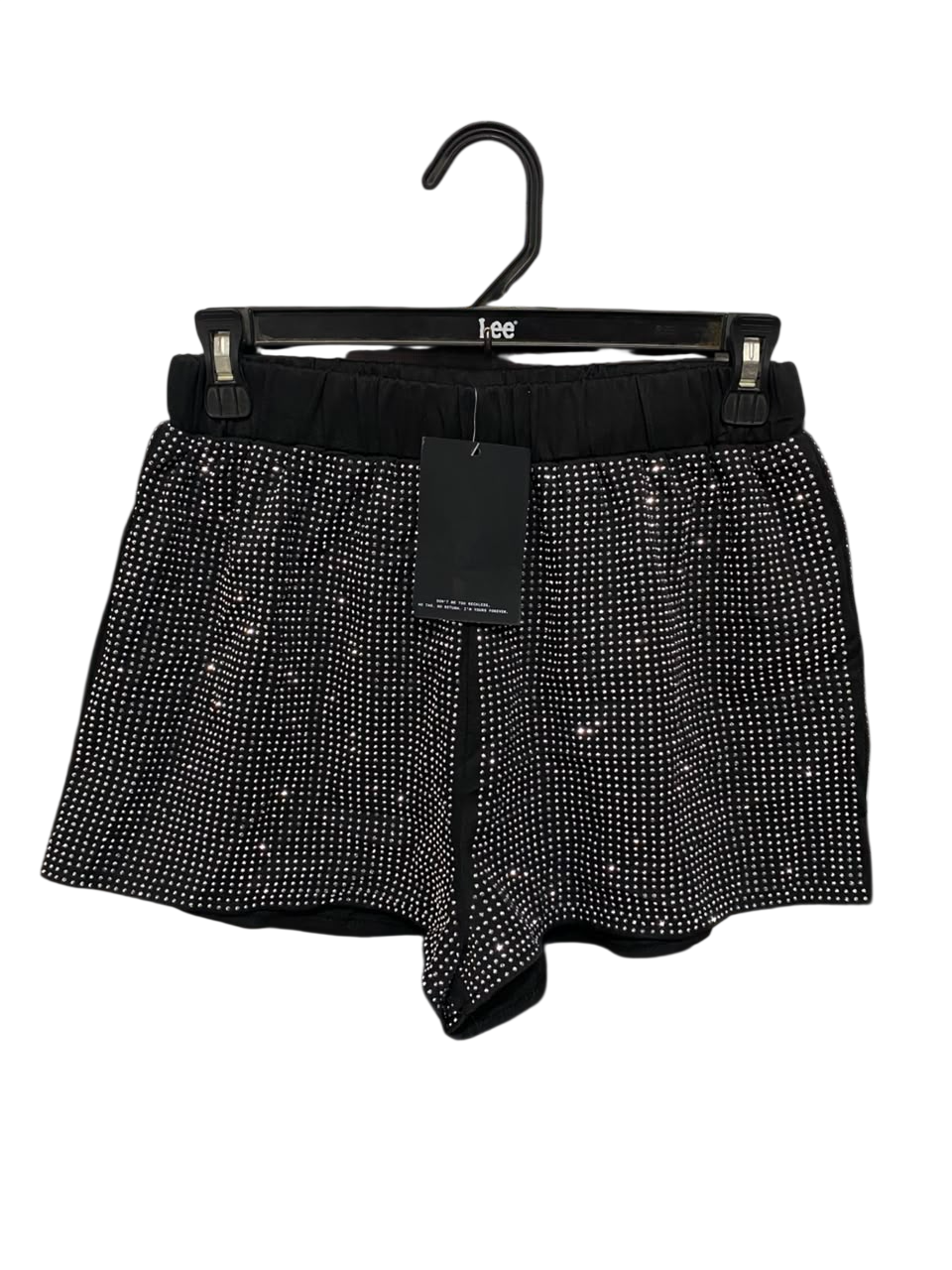 4TH RECKLESS |S| WAIST 26| A21| BLACK RHINESTONE EMBELLISHED SPARKLY SHORTS ELASTIC WAISTBAND LOUNGE SHORTS