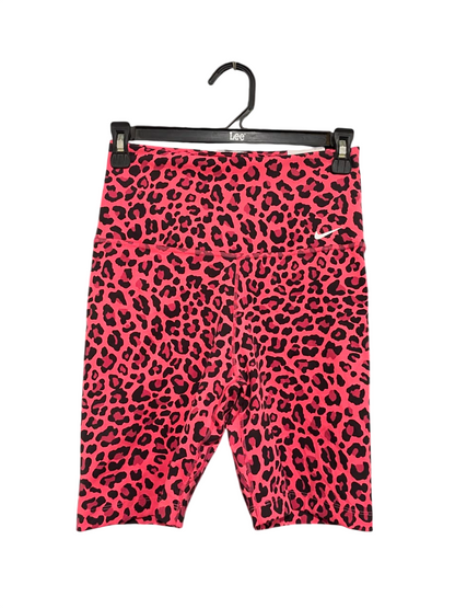 NIKE |S| WAIST 24| A21| PINK AND BLACK LEOPARD ANIMAL PRINT HIGH-WAISTED ATHLETIC BIKER SHORTS