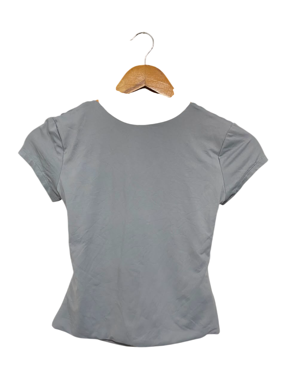 SUPRE |XS| BUST 13| A21| MINIMALIST SAGE GREY CAP SLEEVE BASIC T-SHIRT SLIM FIT ROUND NECK TOP