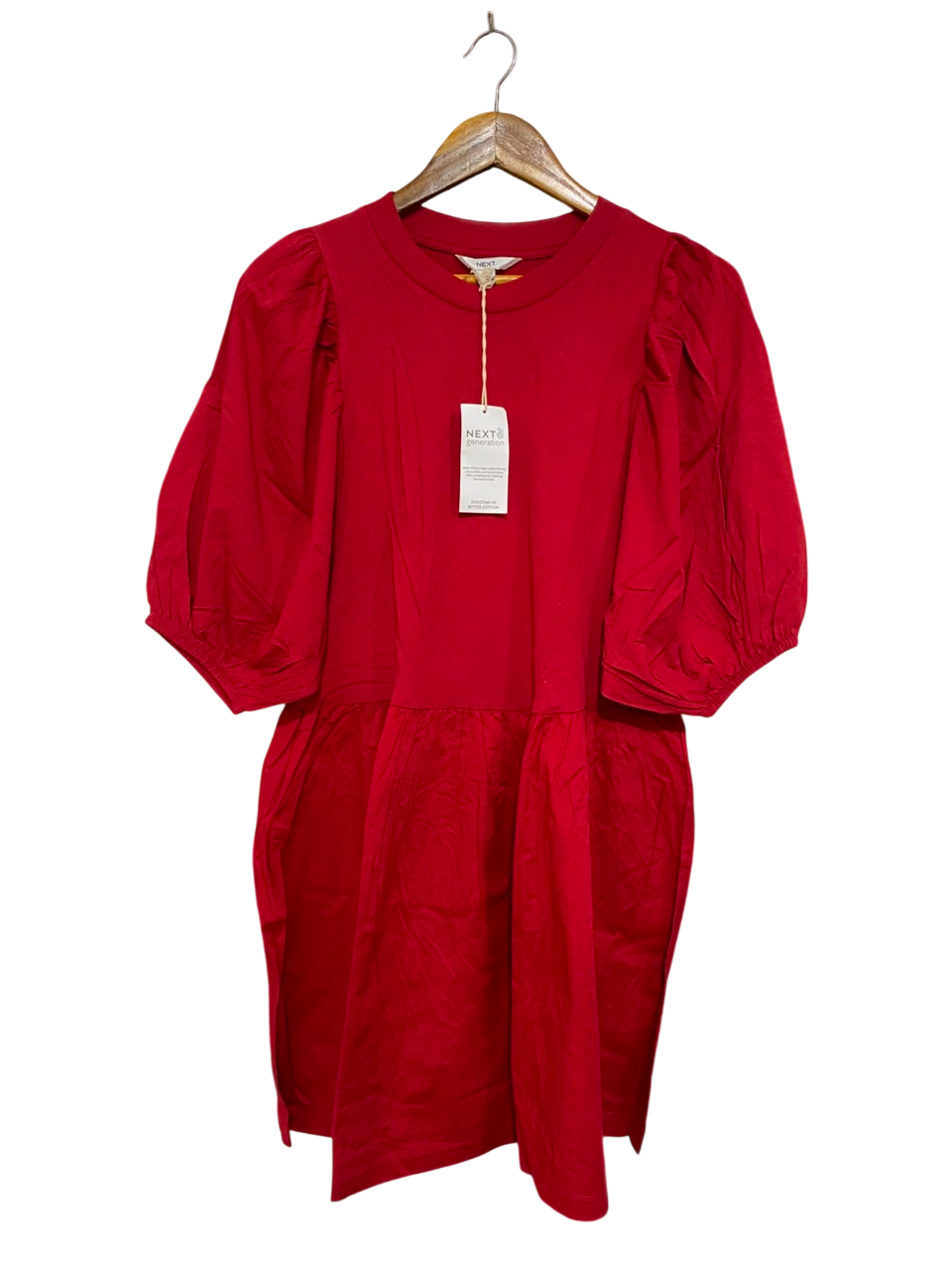 NEXT |M| BUST 18| A21| RED PUFF SLEEVE TIERED MIDI DRESS
