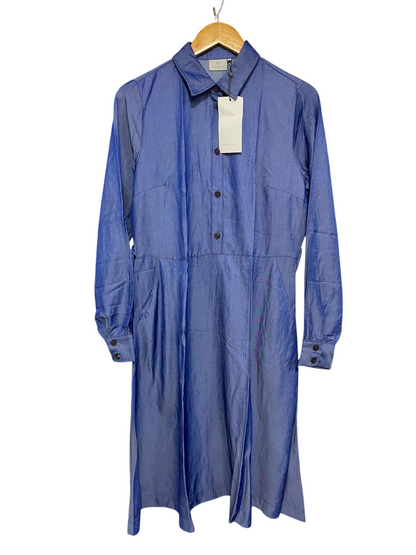 KAFFE |L| BUST 20| A22| BLUE SHIRT DRESS LONG SLEEVE BUTTON-DOWN MIDI DRESS
