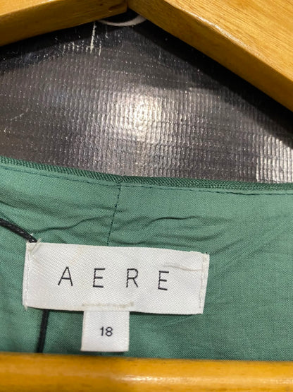 AERE |L| BUST 20| A22| SAGE GREEN WRAP MIDI DRESS WITH PUFF SLEEVES AND TIRED SKIRT