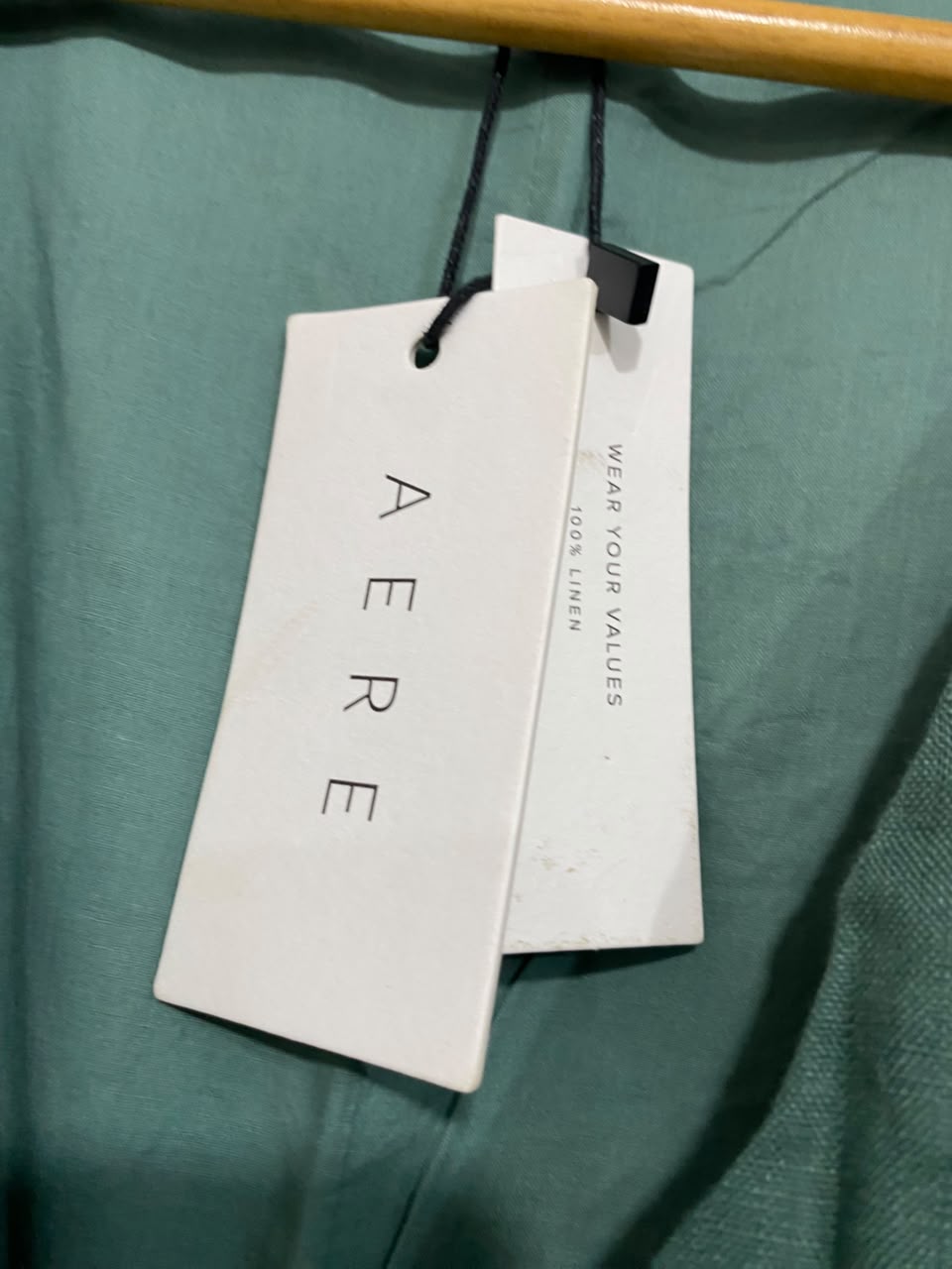 AERE |L| BUST 20| A22| SAGE GREEN WRAP MIDI DRESS WITH PUFF SLEEVES AND TIRED SKIRT