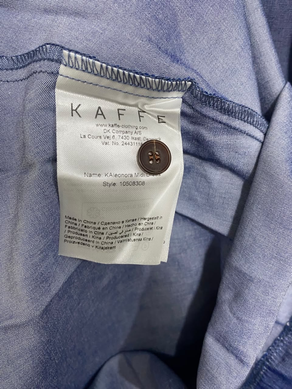 KAFFE |L| BUST 20| A22| BLUE SHIRT DRESS LONG SLEEVE BUTTON-DOWN MIDI DRESS