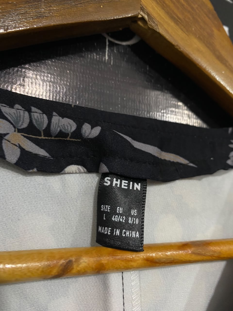 SHEIN |L| A21| BLACK FLORAL OPEN FRONT LONG CARDIGAN AND WIDE-LEG PANTS TWO-PIECE MATCHING CO-ORD SET