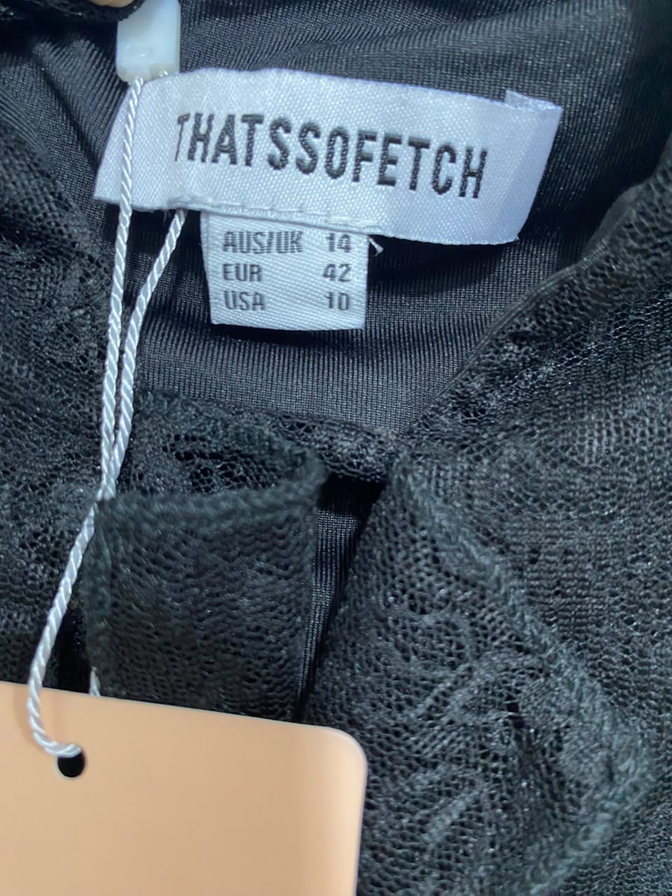 THATSSOFETCH |M| BUST 17| A21| THAT'S SO FETCH BLACK LACE LONG SLEEVE CROP TOP WITH FRONT TIE AND SQUARE