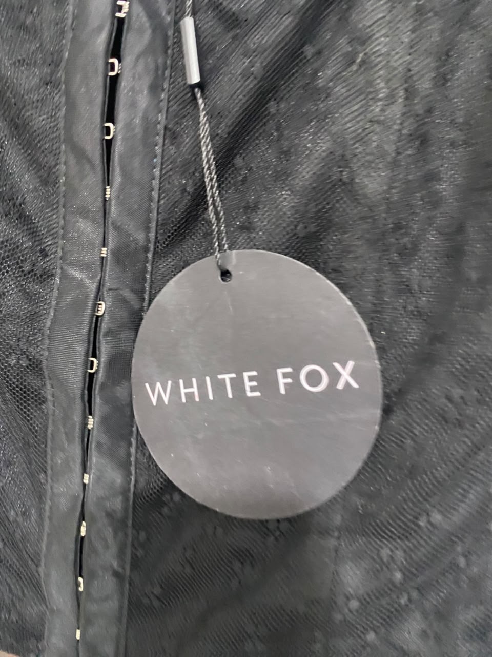 WHITE FOX |M| BUST 14| A21| BLACK LACE TANK TOP CORSET STYLE CROP TOP