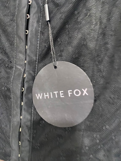 WHITE FOX |M| BUST 14| A21| BLACK LACE TANK TOP CORSET STYLE CROP TOP