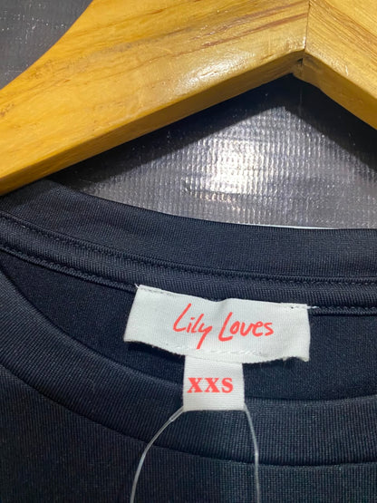 LILY LOVES |XS| BUST 14| A21| BLACK SHORT SLEEVE BASIC T-SHIRT SLIM FIT ROUND NECK TOP