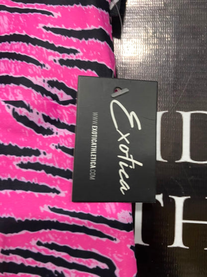 EXOTICA |S| WAIST 26| A21| PINK AND BLACK TIGER STRIPE HIGH-WAISTED ATHLETIC BIKER SHORTS