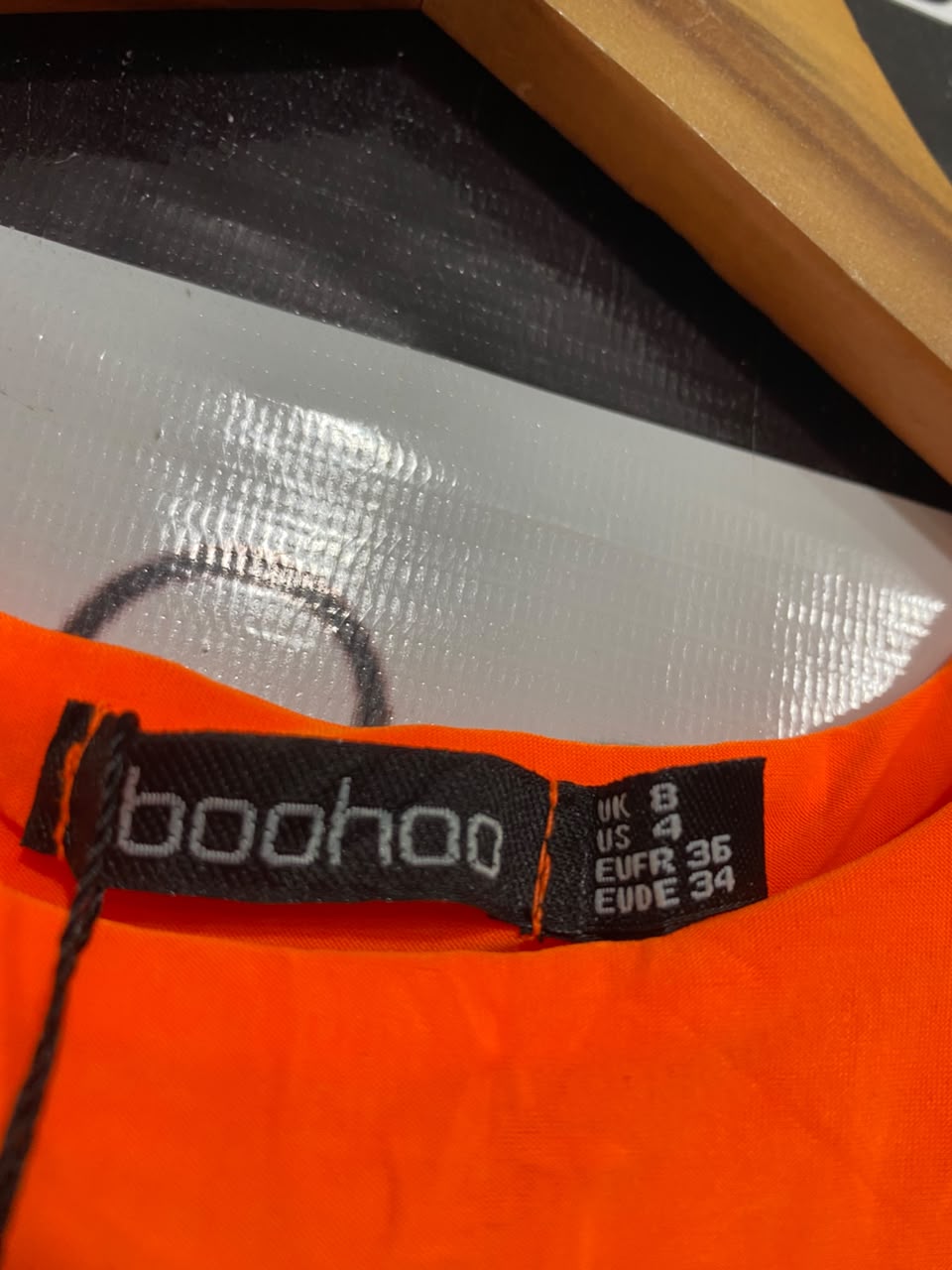 BOOHOO |S| BUST 14| A21| NEON ORANGE RACERBACK BODYSUIT THONG CUT SLEEVELESS TOP