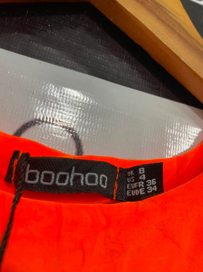 BOOHOO |S| BUST 14| A21| NEON ORANGE RACERBACK BODYSUIT THONG CUT SLEEVELESS TOP