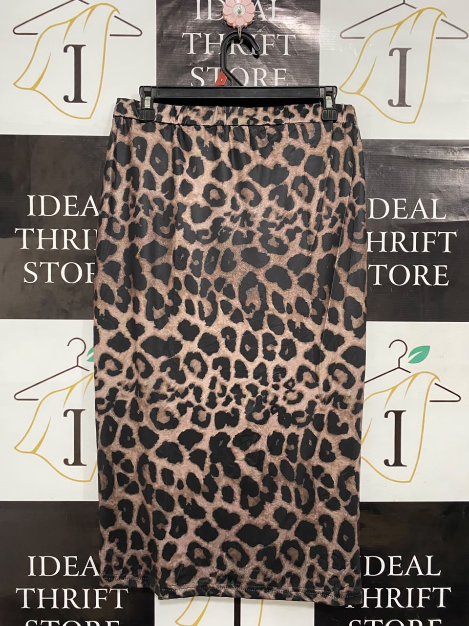 SHEIN CURVE |XL| WAIST 28| A21| BROWN LEOPARD PRINT MIDI SKIRT WITH SIDE RUCHED DRAWSTRING AND SLIT