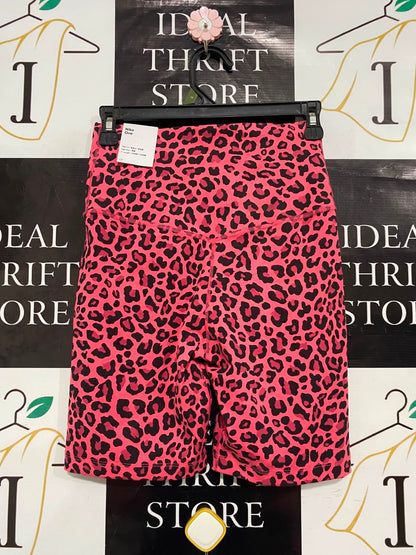 NIKE |S| WAIST 24| A21| PINK AND BLACK LEOPARD ANIMAL PRINT HIGH-WAISTED ATHLETIC BIKER SHORTS