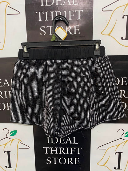 4TH RECKLESS |S| WAIST 26| A21| BLACK RHINESTONE EMBELLISHED SPARKLY SHORTS ELASTIC WAISTBAND LOUNGE SHORTS