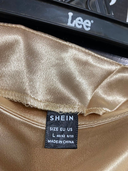 SHEIN |L| WAIST 31| A21| SATIN MIDI MAXI SKIRT CHAMPAGNE GOLD SILKY SLIP A-LINE LONG SKIRT