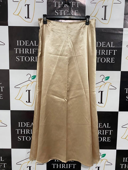 SHEIN |L| WAIST 31| A21| SATIN MIDI MAXI SKIRT CHAMPAGNE GOLD SILKY SLIP A-LINE LONG SKIRT