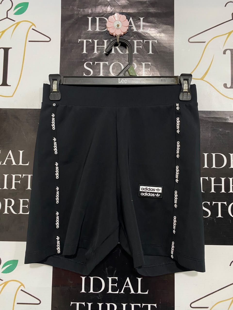 ADIDAS |XS| WAIST 25| A21| BLACK BIKER SHORTS LOGO TAPE STRIPE ACTIVEWEAR GYM CYCLING SHORTS