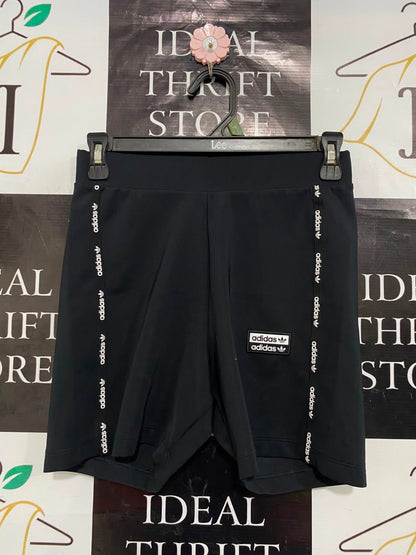 ADIDAS |XS| WAIST 25| A21| BLACK BIKER SHORTS LOGO TAPE STRIPE ACTIVEWEAR GYM CYCLING SHORTS