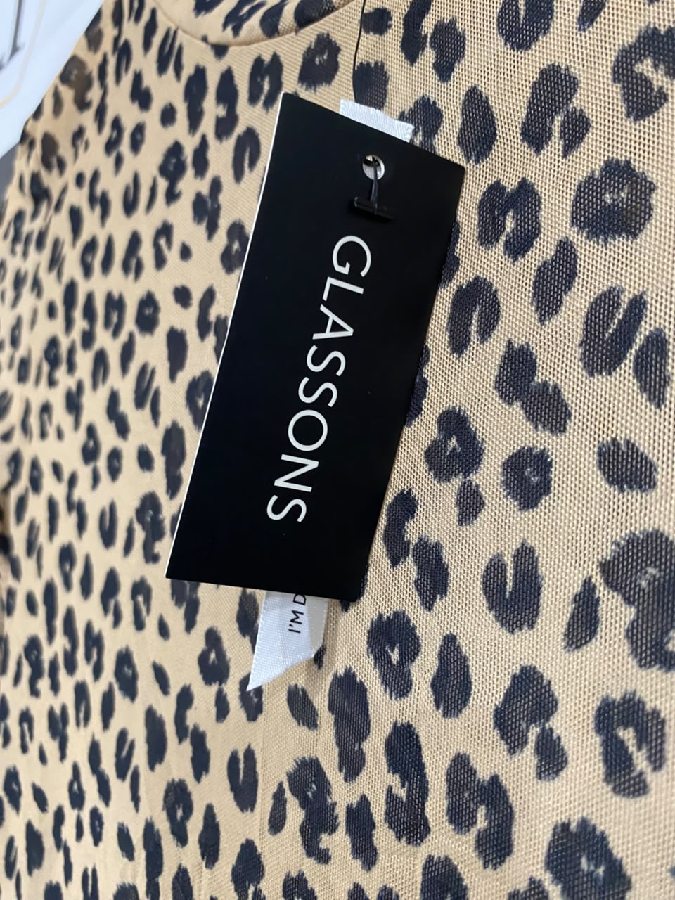 GLASSON |XS| BUST 14| A21| LEOPARD PRINT MESH LONG SLEEVE TOP SHEER ANIMAL PRINT SHIRT