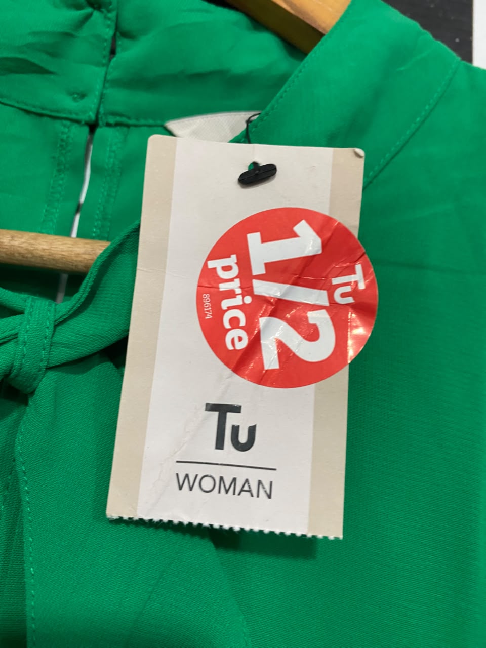 TU WOMAN |L| BUST 22| A21| GREEN BOW NECK BLOUSE LONG SLEEVE PUSSYBOW SHIRT WORKWEAR