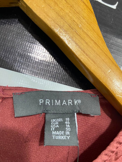PRIMARK |L| BUST 25| A21| MAUVE PINK SATIN SLEEVELESS BLOUSE PLEATED SHOULDER TOP