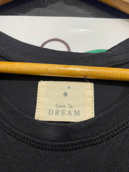 TIME TO DREAM |L| BUST 21| A21| BLACK T-SHIRT WHITE TIGER GRAPHIC JUST SAYING SHORT SLEEVE CASUAL TOP NEW