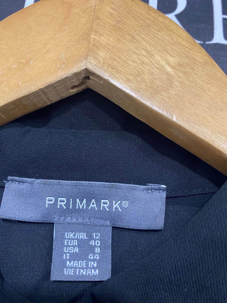 PRIMARK |M| BUST 20| A21| BLACK BUTTON DOWN SHIRT LONG SLEEVE GOLD STUD POCKET TUNIC TOP