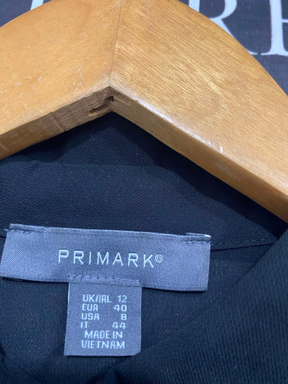 PRIMARK |M| BUST 20| A21| BLACK BUTTON DOWN SHIRT LONG SLEEVE GOLD STUD POCKET TUNIC TOP