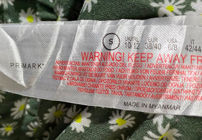 PRIMARK |S| WAIST 32| A21| GREEN FLORAL LOUNGE PANTS DAISY PRINT DRAWSTRING CASUAL JOGGERS SLEEPWEAR
