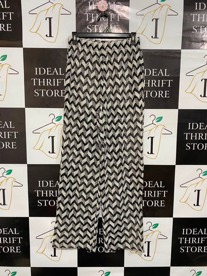 PAPAYA |S| WAIST 26| A21| BLACK AND WHITE ZIGZAG PANTS CHEVRON PRINT WIDE LEG TROUSERS CASUAL